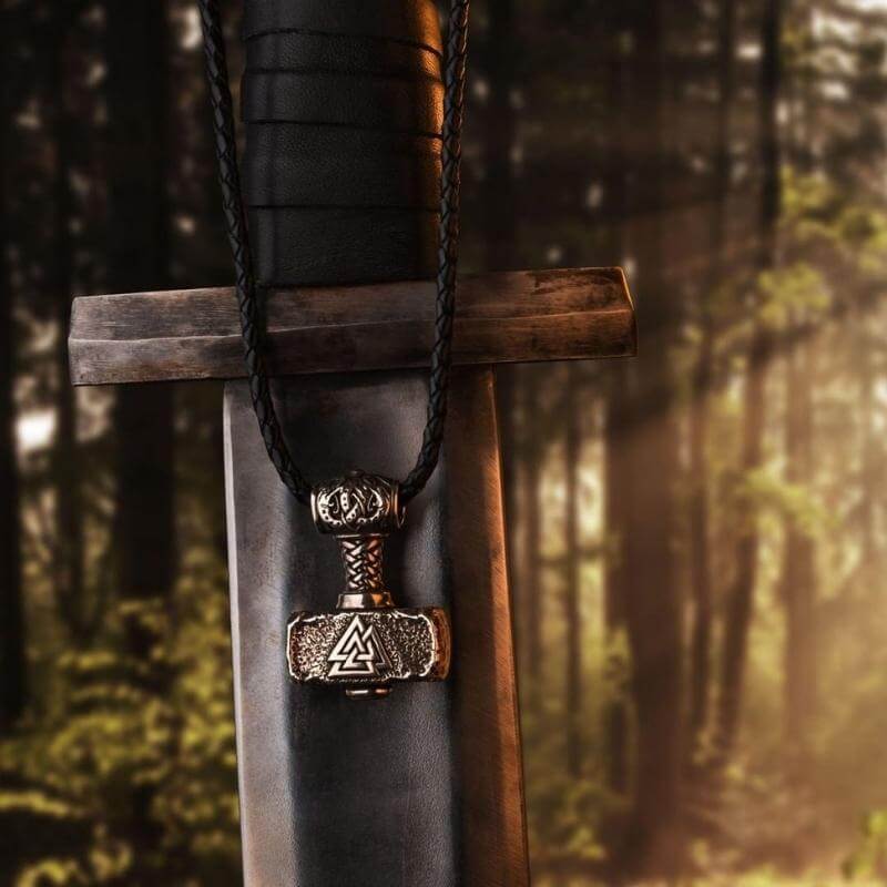  Hand-made in Ukraine Valknut Black Leather Viking