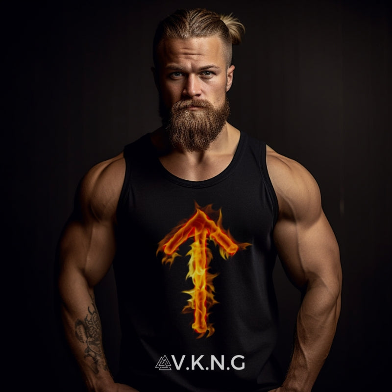 Camiseta Tiwaz Flaming Rune V.K.N.G™, Feito sob demanda