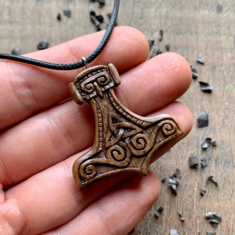 Celtic Cross Wooden Pendant, Hand-carved Walnut Wood Celtic Cross