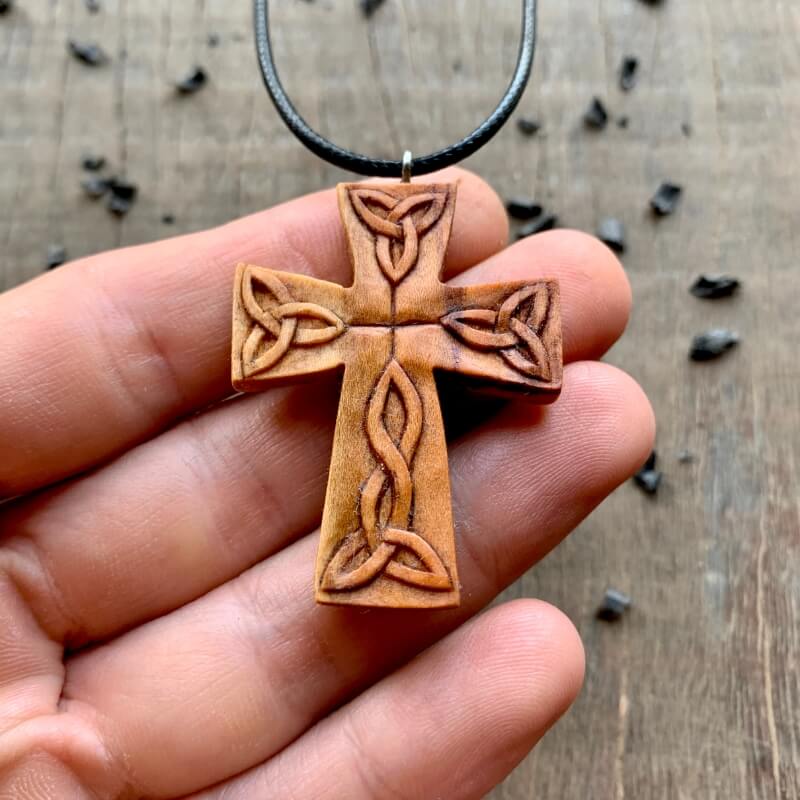 Small Wooden Cross Christianity Necklace Pendant Chain wood crucifix  Armenian