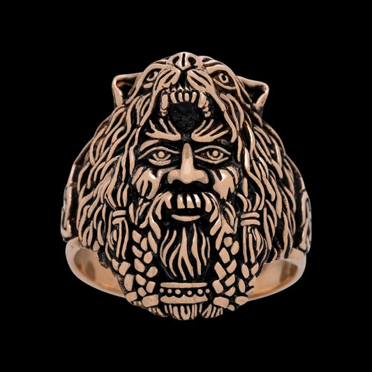 Berserker With Bear Hood Bronze Ring