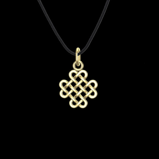 Gold Shamrock Pendant With Handmade Celtic Knots