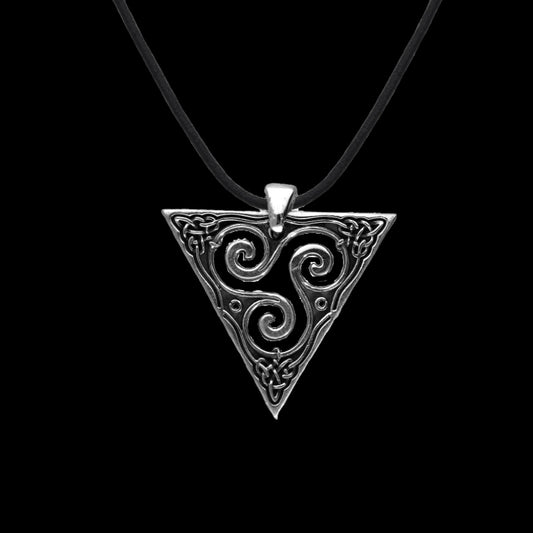 Handcrafted Unique Triskel Triangle Sterling Silver Pendant