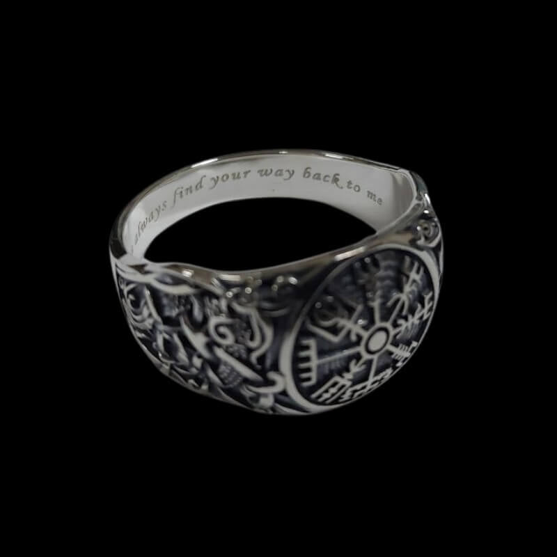 Rune Ring Viking Ring (design based on portal of stave church Borgund) Viking Ring with a store Rune Sterling Silver Norse Ring Viking Jewelry