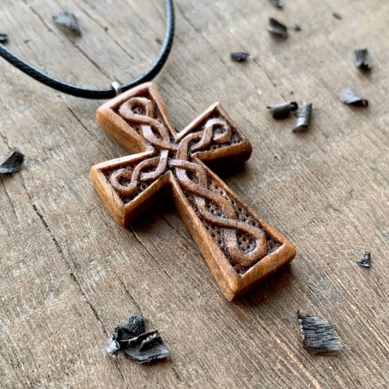 Handmade wooden 2025 cross necklace