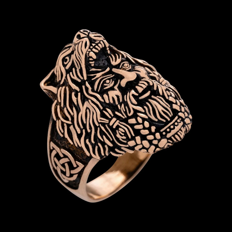 vkngjewelry Bagues Berserker With Bear Hood Bronze Ring