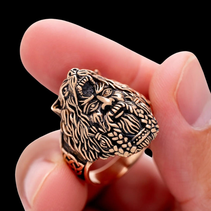 vkngjewelry Bagues Berserker With Bear Hood Bronze Ring