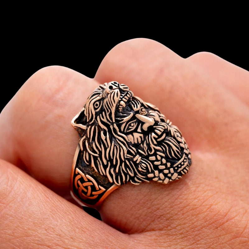 vkngjewelry Bagues Berserker With Bear Hood Bronze Ring