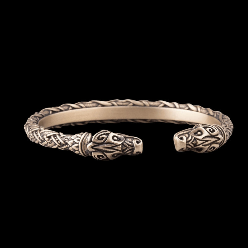 Silver Viking Bracelet, Twisted Norse Arm Ring - TheNorseWind