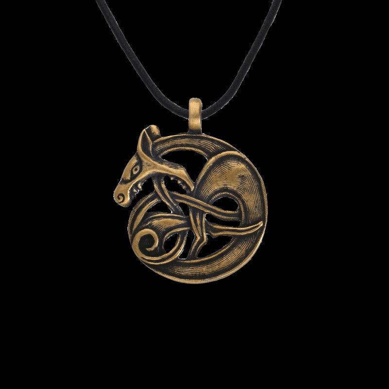 vkngjewelry Pendant Handcrafted Bronze Fenrir Amulet Necklace