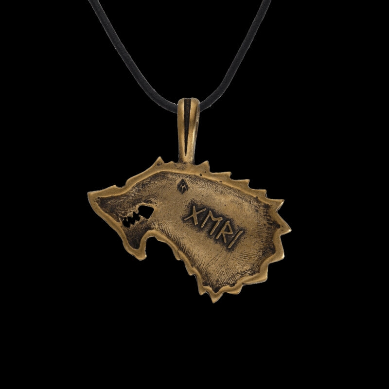 vkngjewelry Pendant Handcrafted Bronze Necklace Geri Wolf of Odin