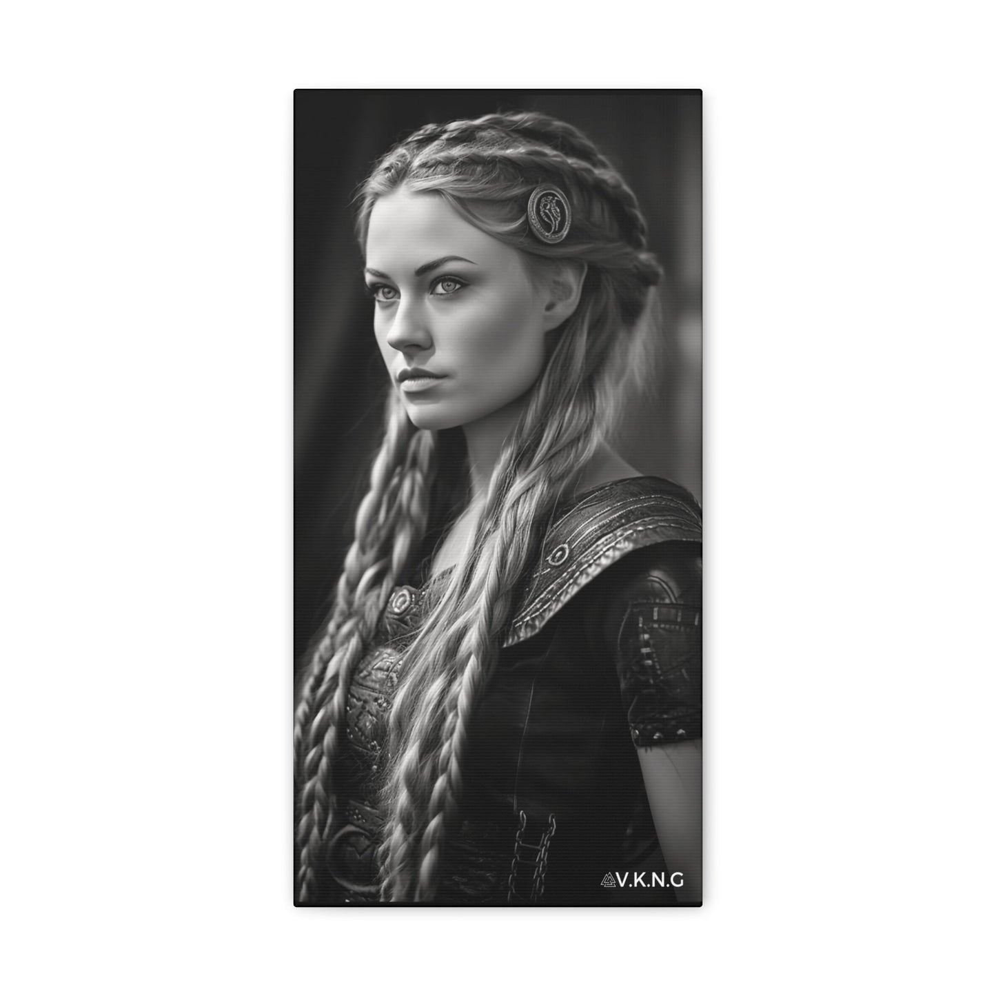 Printify Canvas Canva 9:16 Viking woman Black & White