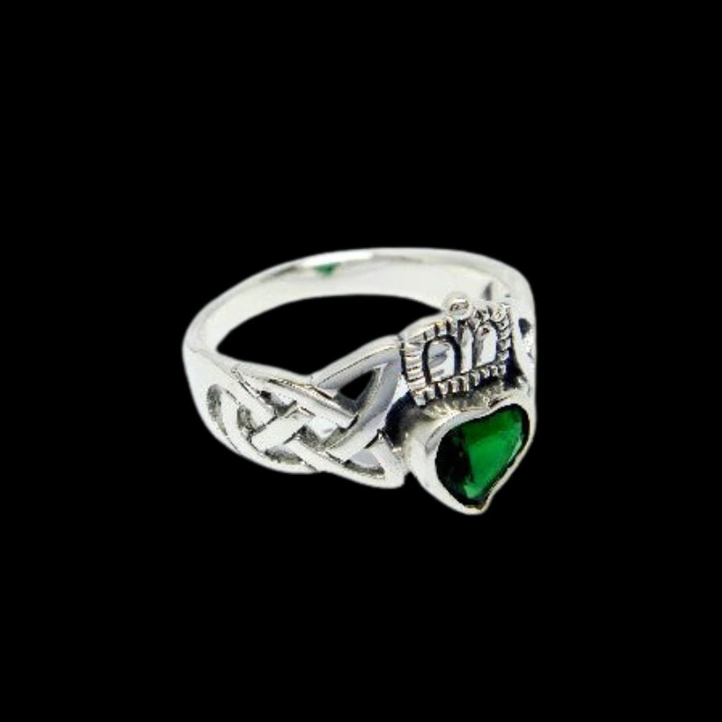 vkngjewelry Bagues Sterling Silver Celtic Claddagh Ring With Green Zirconia