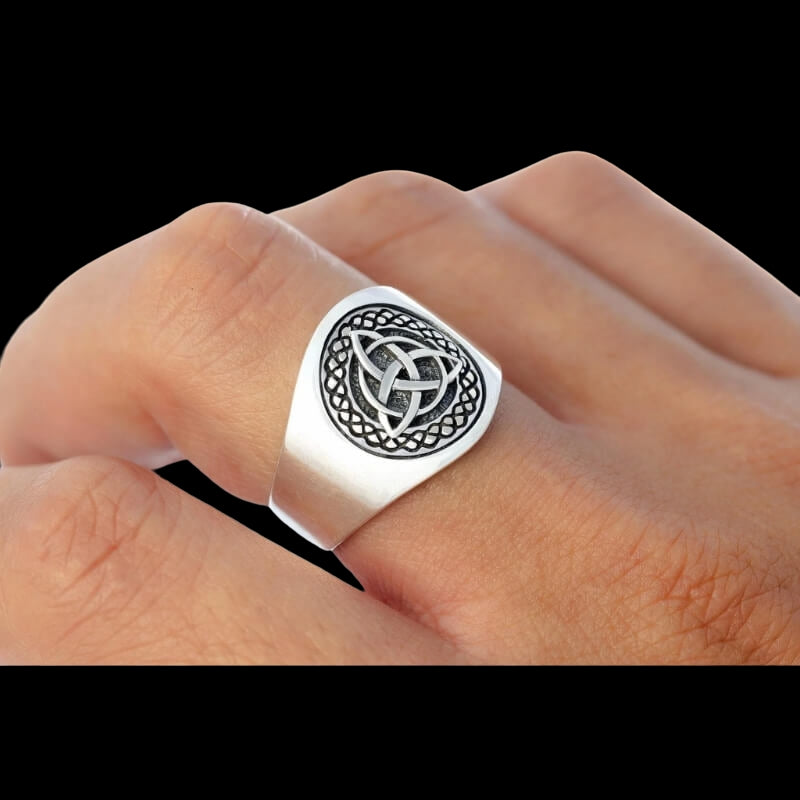 vkngjewelry Bagues Celtic Triquetra Band Ring 925 Sterling Silver