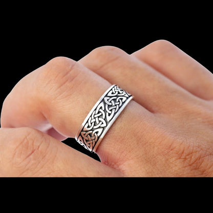 vkngjewelry Bagues Celtic Triquetra Knot Band Ring 925 Sterling Silver