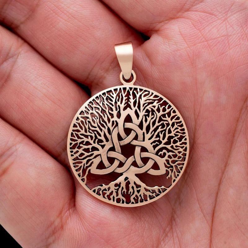 vkngjewelry Necklace Celtic Triquetra with Viking Yggdrasil Bronze Pendant