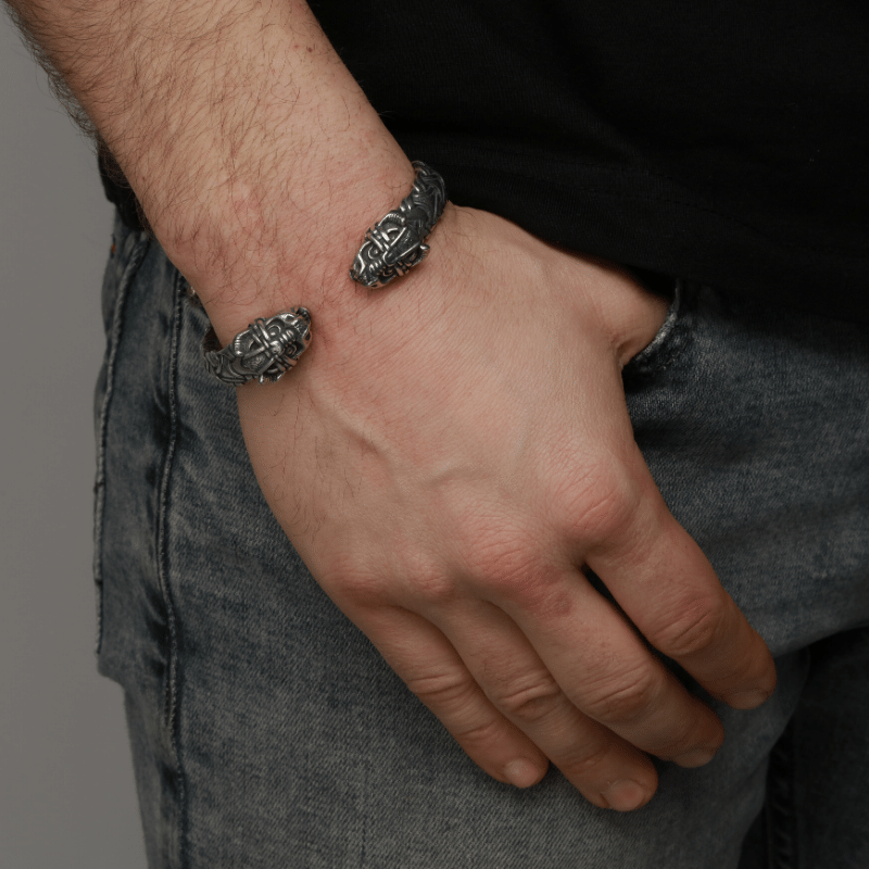 Men Silver Vintage Dragon Bracelet Unique Lucky Gift Bangle Hip Hop Jewelry  Gift | eBay