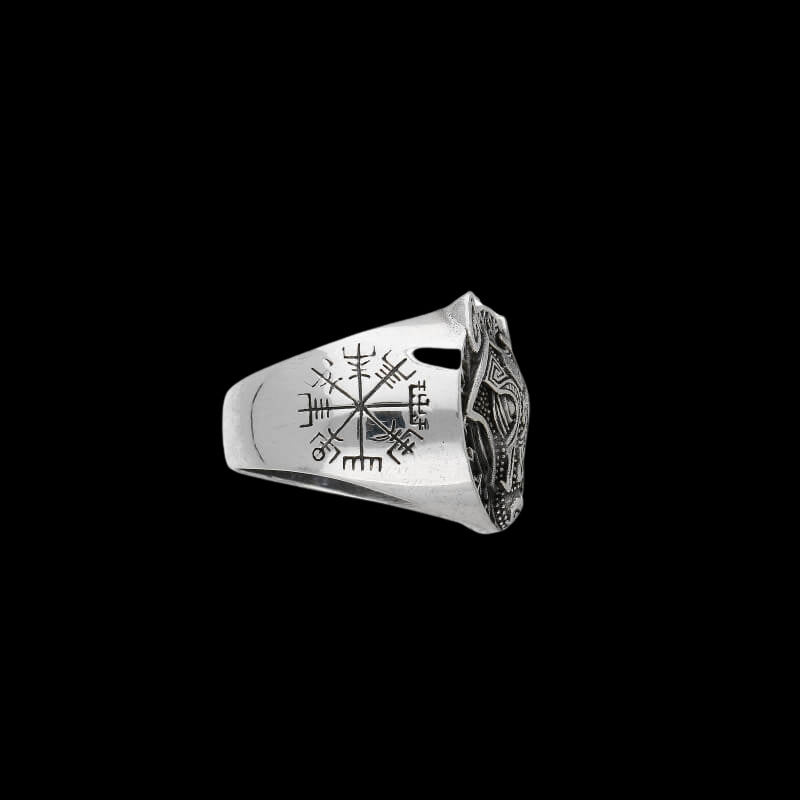 vkngjewelry Bagues Fenrir Vegvisir Silver Sterling Ring