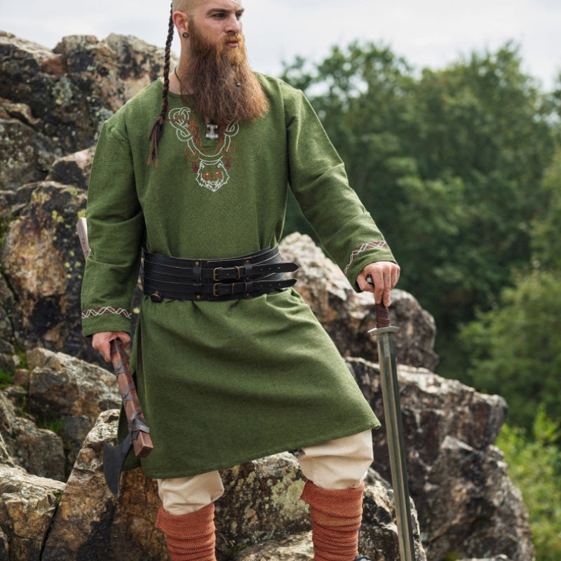 vkngjewelry Apparel & Accessories "Freki” Viking Tunic With Hand Embroidery