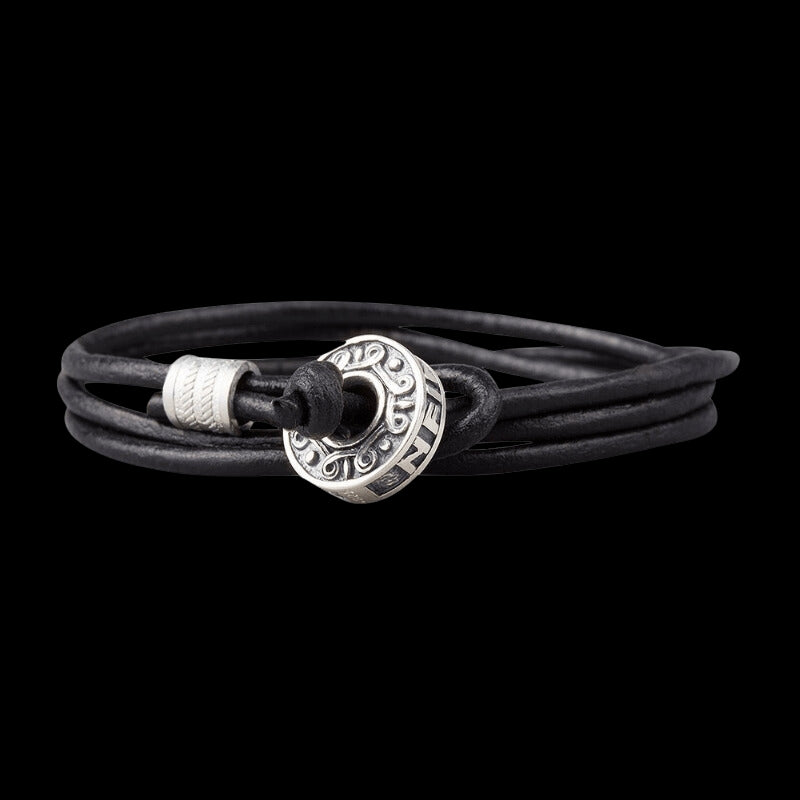 vkngjewelry Bracelet Handcrafted Hail Odin Silver Bead Leather Bracelet