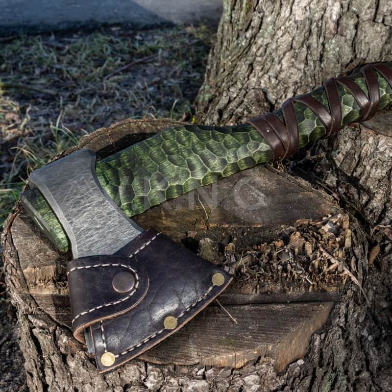 vkngjewelry hache Hand Forged Axe "Sump Starr" With Leather Cover