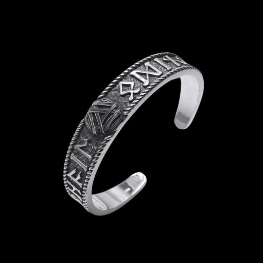 vkngjewelry Bracelet Handcrafted Valknut and Elder Futhark Runes Arm Ring