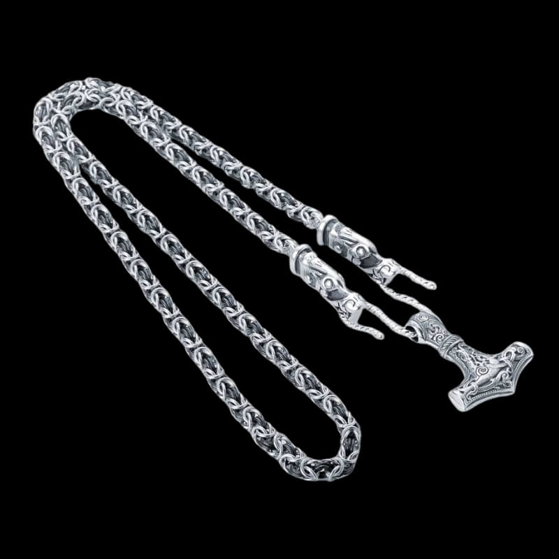 Handcrafted Viking Chain with Wolf Tips Sterling Silver Handmade Norse Jewelry Viking Jewellery vkngjewelry