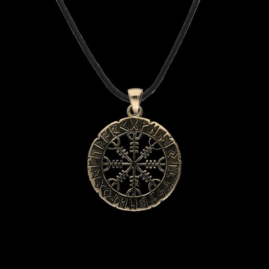 Helm of Awe Symbol with Elder Futhark Runes Bronze Pendant ...