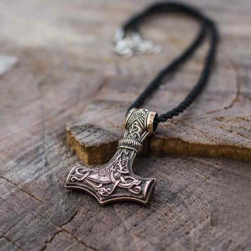 Huge Thor s Hammer Pendant Bronze Mjolnir from Mammen Village Handmade Viking Jewellery 18K Yellow Gold