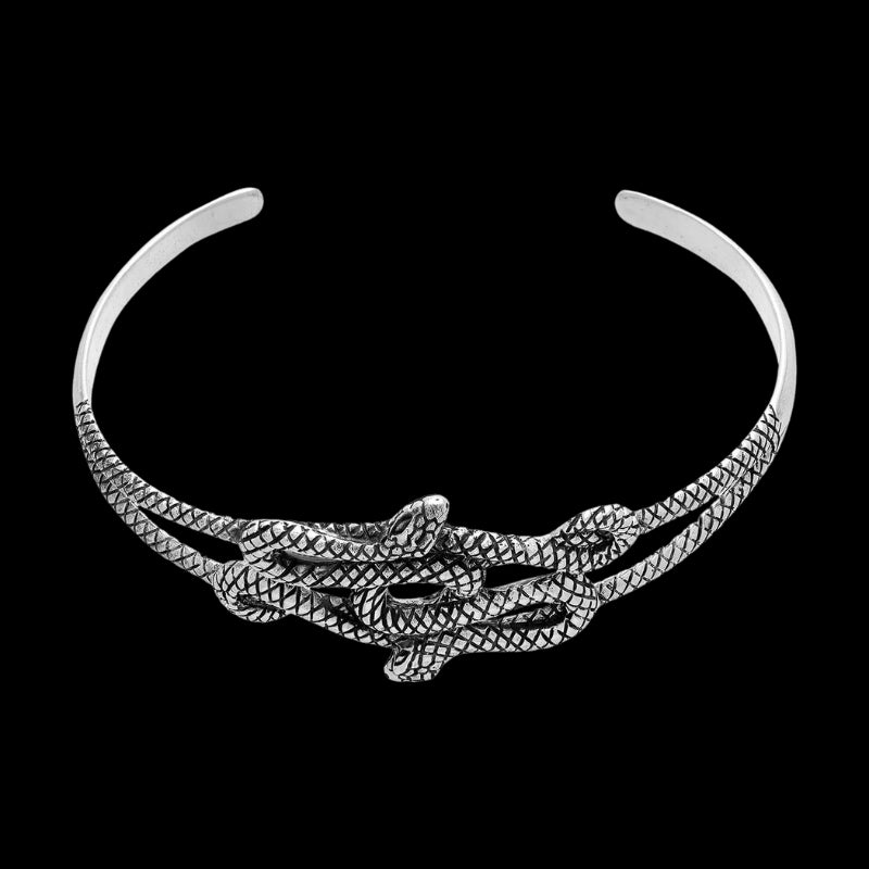 vkngjewelry Bracelet 925 Sterling Silver Snakes Adustable Bangle