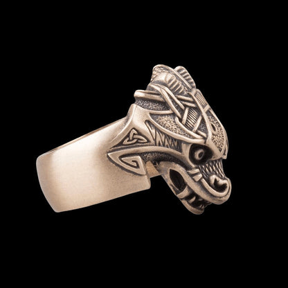 vkngjewelry Bagues Handcrafted Jörmungandr Midgard Serpent Bronze Ring