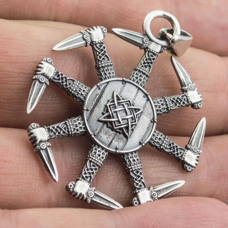 vkngjewelry Pendant Kolovrat Pagan Ornament Sterling Silver Pendant