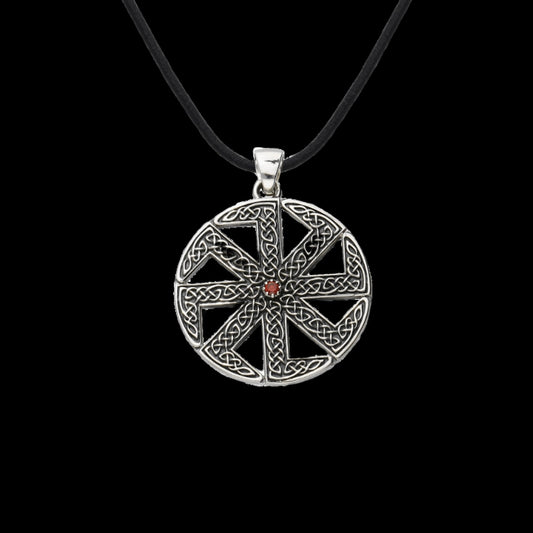 vkngjewelry Pendant Handcrafted Kolovrat Symbol Pagan Ornament Sterling Silver Pendant