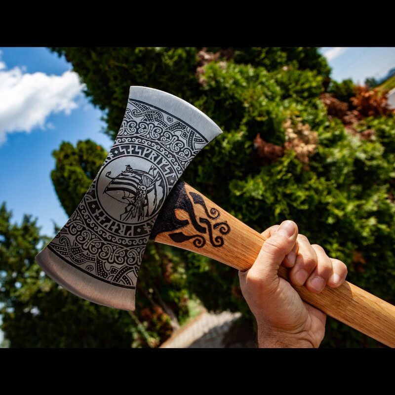 vkngjewelry hache Kraken Viking Double Axe