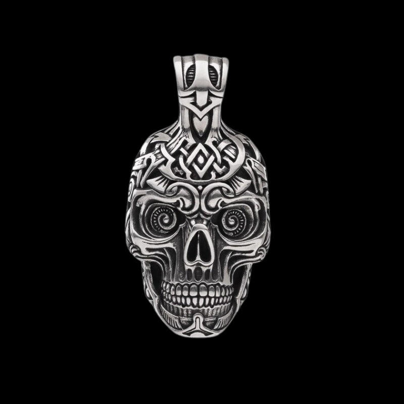 vkngjewelry Pendant Large Handmade Skull Pendant 925 Sterling Silver