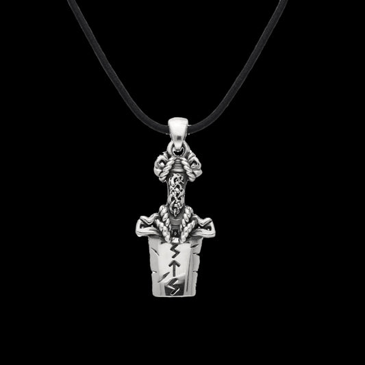 vkngjewelry Pendant Handcrafted Norse Half Sword Ornament Sterling Silver Pendant