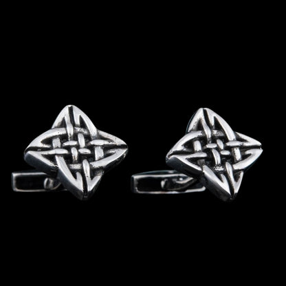 vkngjewelry Bontons de Manchettes Handcrafted Norse Pattern v1 Sterling Silver Cufflinks