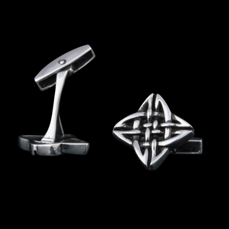 vkngjewelry Bontons de Manchettes Handcrafted Norse Pattern v1 Sterling Silver Cufflinks