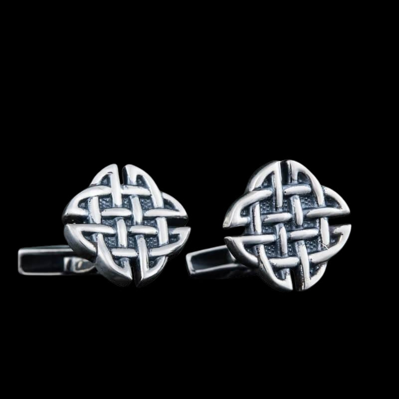 vkngjewelry Bontons de Manchettes Handcrafted Norse Pattern v2 Sterling Silver Cufflinks