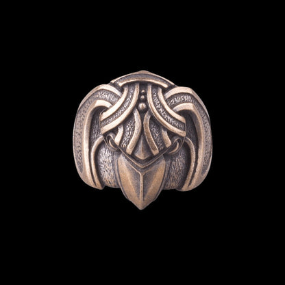 vkngjewelry Bagues Handcrafted Odin's Crow Bronze Nordic Ring