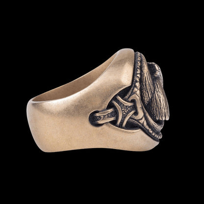 vkngjewelry Bagues Handcrafted Odin's Horns Bronze Ring
