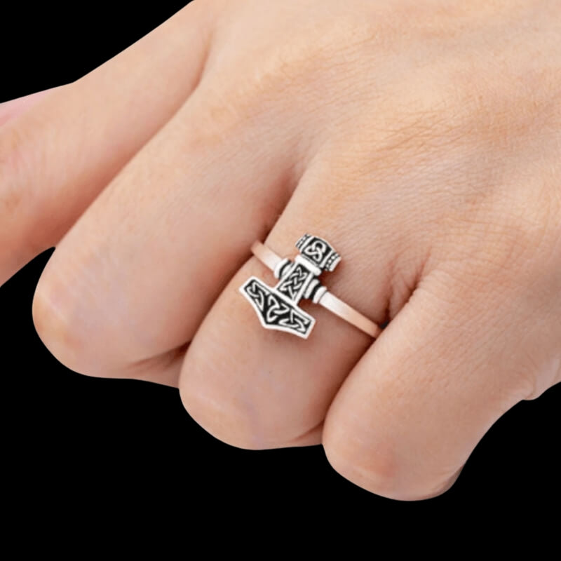 vkngjewelry Bagues Shieldmaiden Thor Hammer Silver Sterling Ring