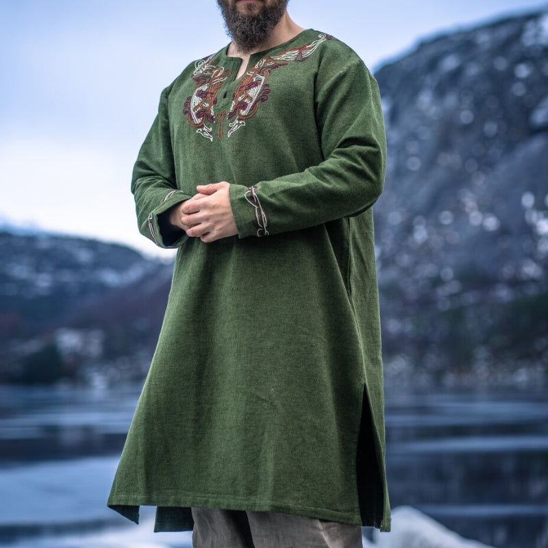 vkngjewelry Apparel & Accessories "Snorri” Viking Tunic With Urn-Style Hand Embroidery