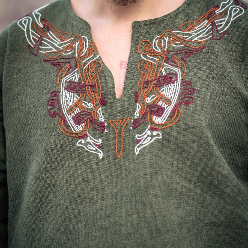 vkngjewelry Apparel & Accessories "Snorri” Viking Tunic With Urn-Style Hand Embroidery