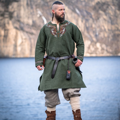 vkngjewelry Apparel & Accessories "Snorri” Viking Tunic With Urn-Style Hand Embroidery