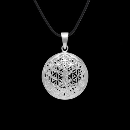 vkngjewelry Pendant Sterling Silver Tree And Flower Of Life 3D Pendant