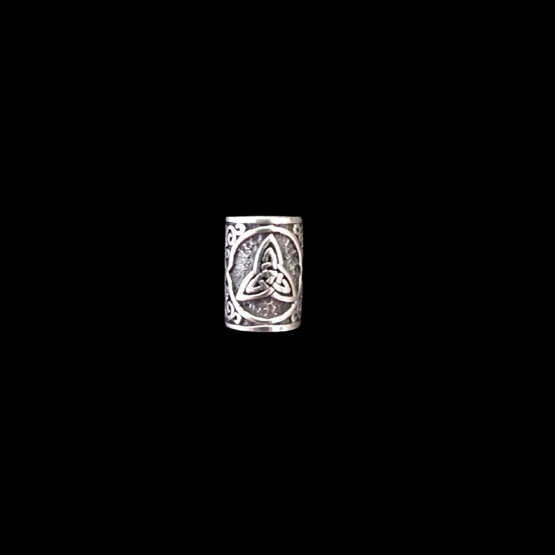 vkngjewelry Beads Sterling Silver Viking Beard Bead With Triquetra V4