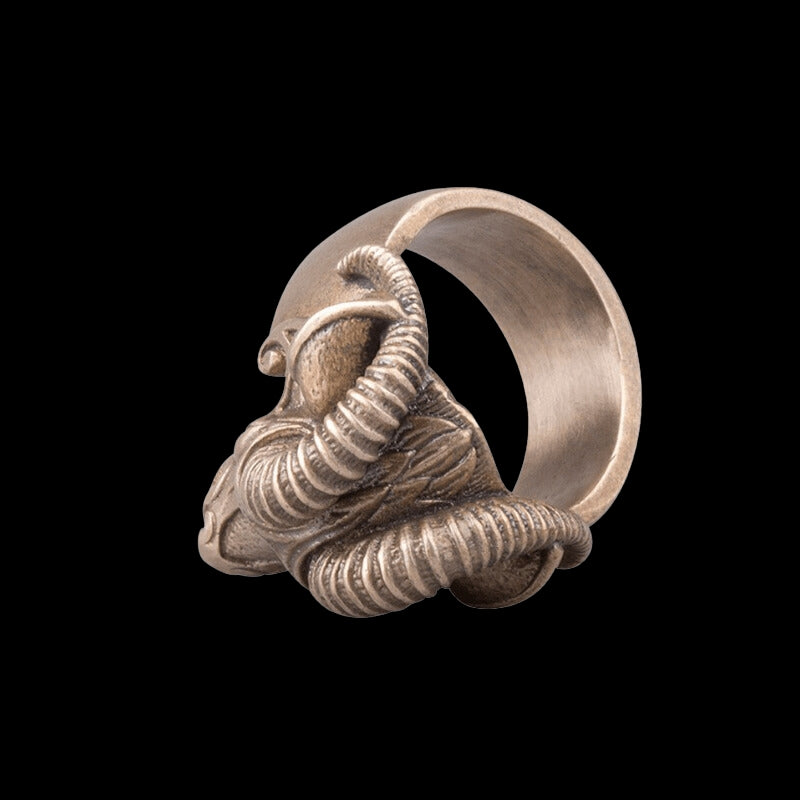 vkngjewelry Bagues Handcrafted Thor's Goat Tanngrisnir Bronze Ring