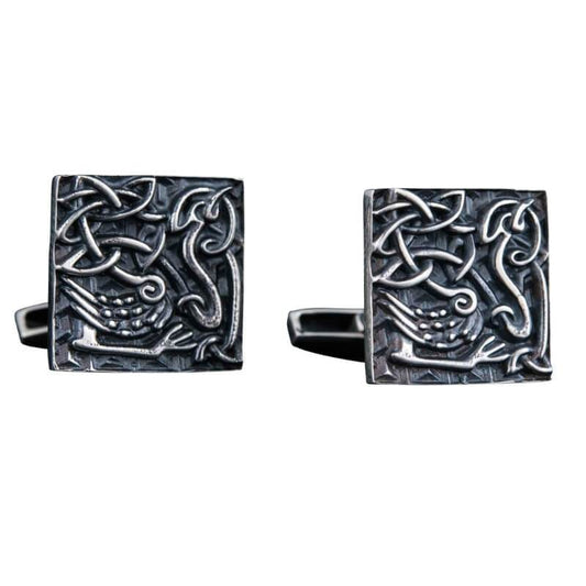 Wooden style cufflinks made in sterling silver