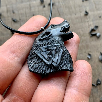 vkngjewelry Pendant Unique Wood Fenrir Valknut Pendant